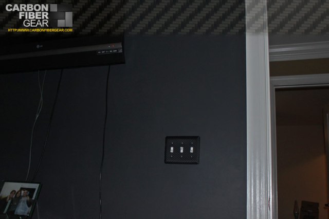 Light switch panel covered in 3M carbon fiber DI-NOC